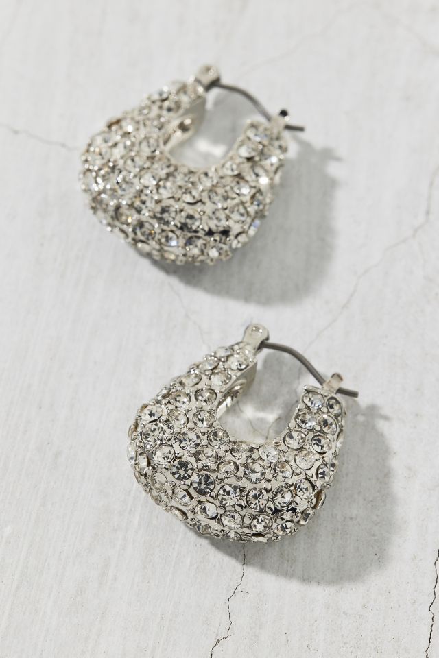 Boucles d'oreilles créoles épaisses avec pavé de strass #2