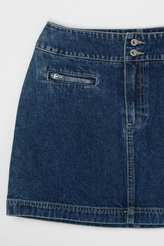 Vintage Y2k Dark Wash Denim Mini Skirt with Zipper Pocket Urban Outfitters