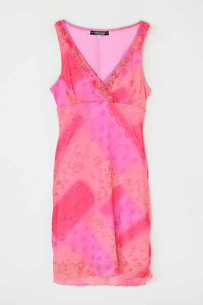 y2k pink bud dress leather skirt YV50116