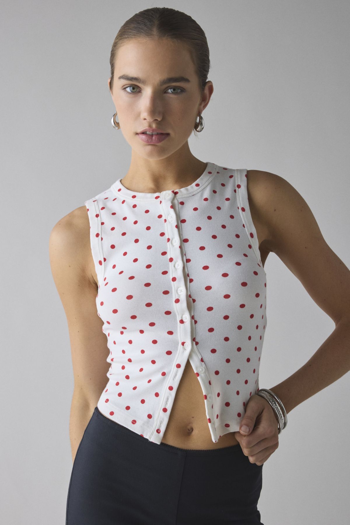 BDG Gigi Knit Button-Down Tank Top