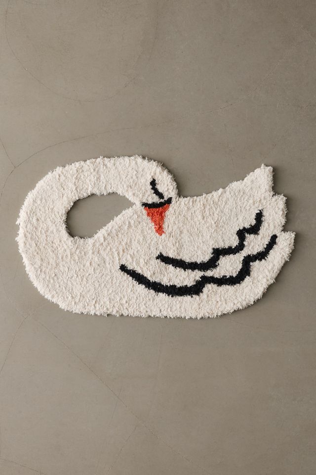 Swan Icon Shaped Plush Tufted Rug | Urban Outfitters