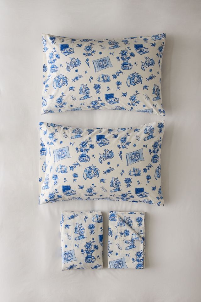 Delft Cat Patterned Sheet Set #2