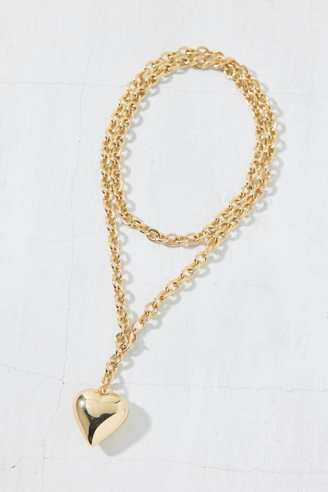 Puffy Heart Pendant Wrap Necklace #1