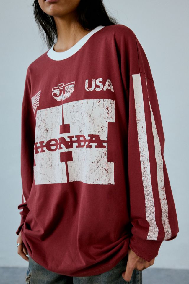 Honda Logo Graphic Oversized Long Sleeve Tee #1