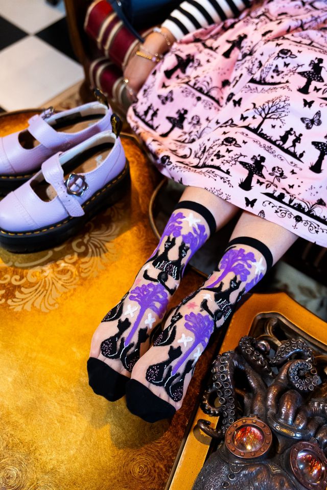 Sock Candy Nocturnal Cats Sheer Sock #2