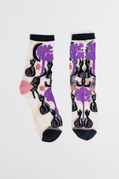 Sock Candy Nocturnal Cats Sheer Sock