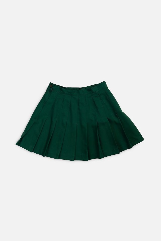Retro Olive Pleated Skirt