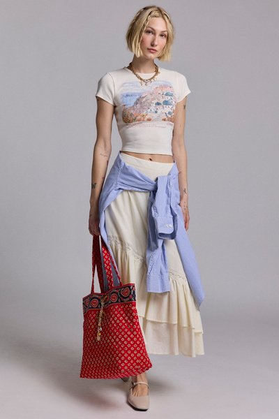 UO Too Perfect Santorini Graphic Baby Tee