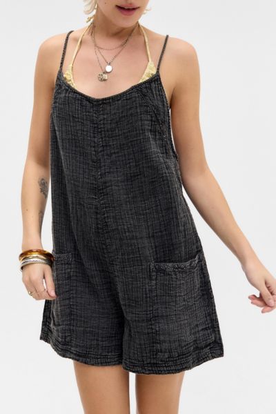 Shop Out From Under Cotton Cabot Romper In Black, Women's At Urban Outfitters