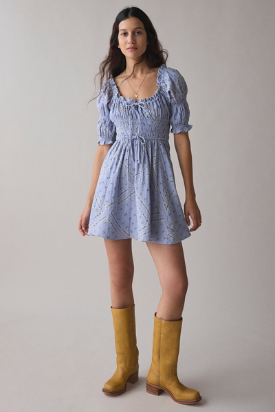 chinese dress ladies Katie Midi Dress in Tulip Fields Cornflower Blue
