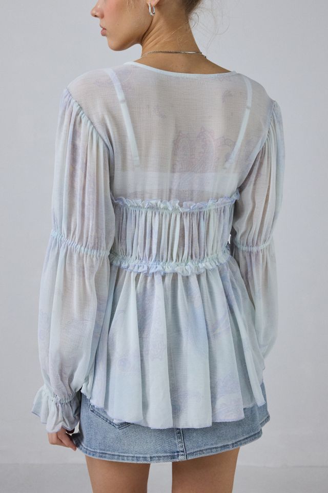 Kimchi Blue Amelia Sheer Tie-Front Blouse #3