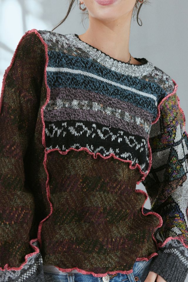 ReMADE By UO Pop Stitch Pieced Sweater #2