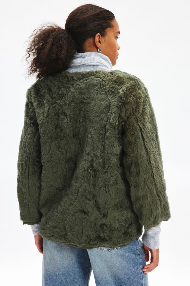 Vintage By UO Fluffy Tie-Front Surplus Jacket | Urban Outfitters