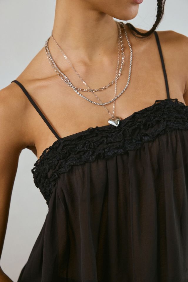 Out From Under Merrit Sheer Ruffle Tunic Tank Top #2