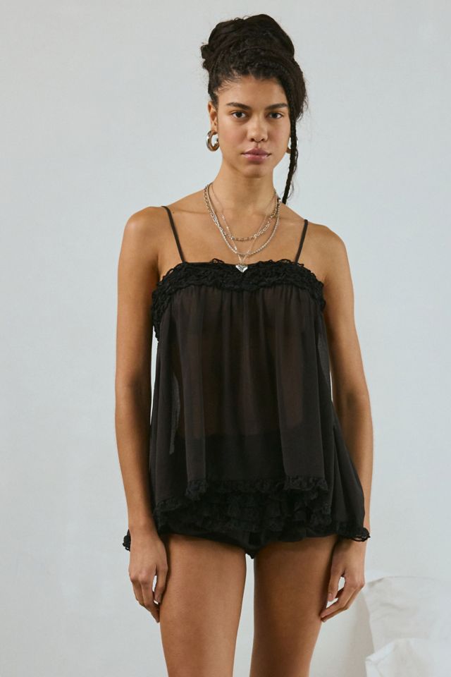 Out From Under Merrit Sheer Ruffle Tunic Tank Top #3