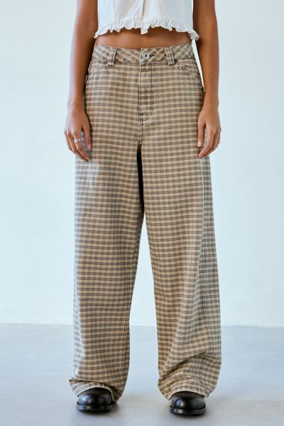 Bdg Check Canvas Mid-rise Baggy Pant In Check, Women's At Urban Outfitters In Check