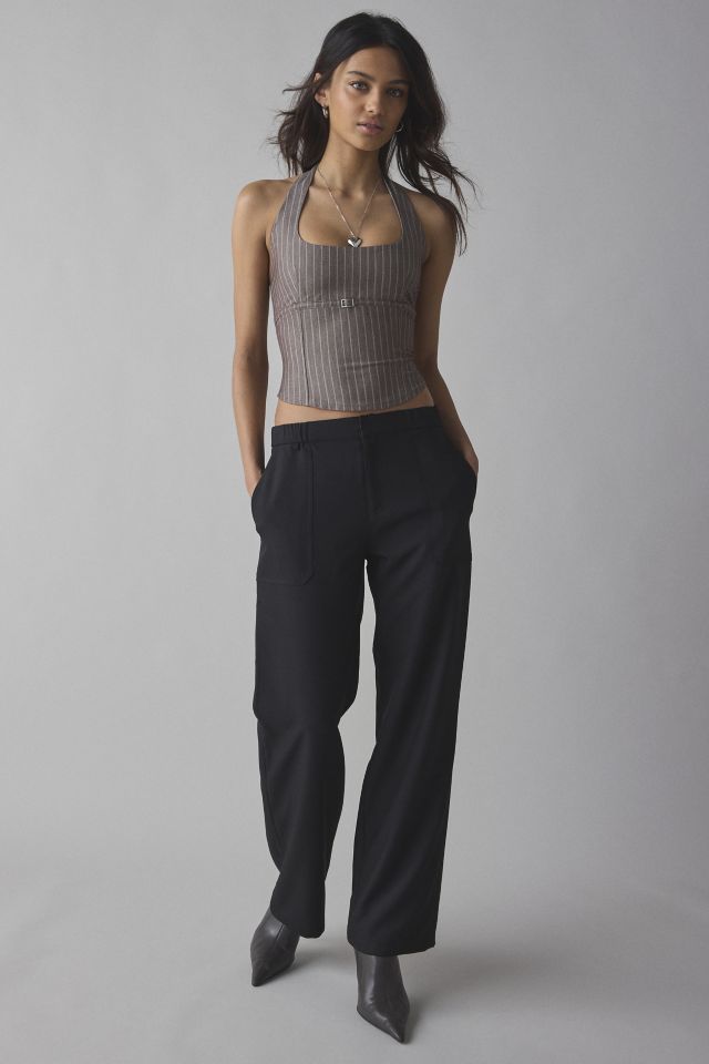 Motel Nasya Tailored Pinstripe Halter Vest Top #1