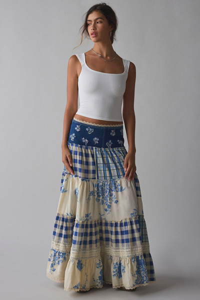 Kimchi Blue Amelia Crafted Patchwork Lace Trim Maxi Skirt | Urban