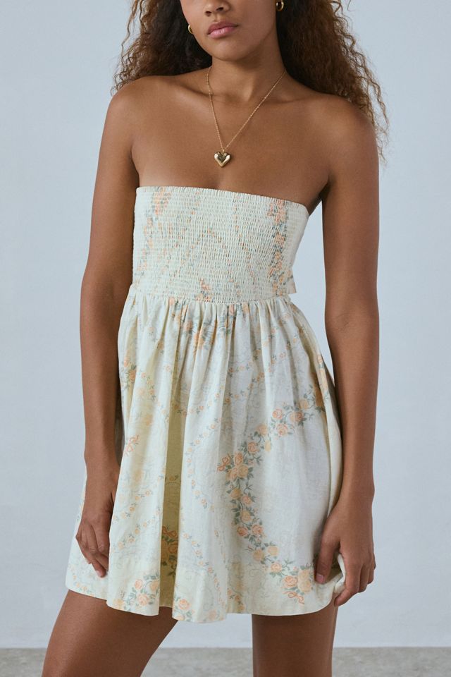smocked strapless dresses Aubrie Midi Dress Classically cute with an elegant presence Women's Strapless Smocked Mini Dress