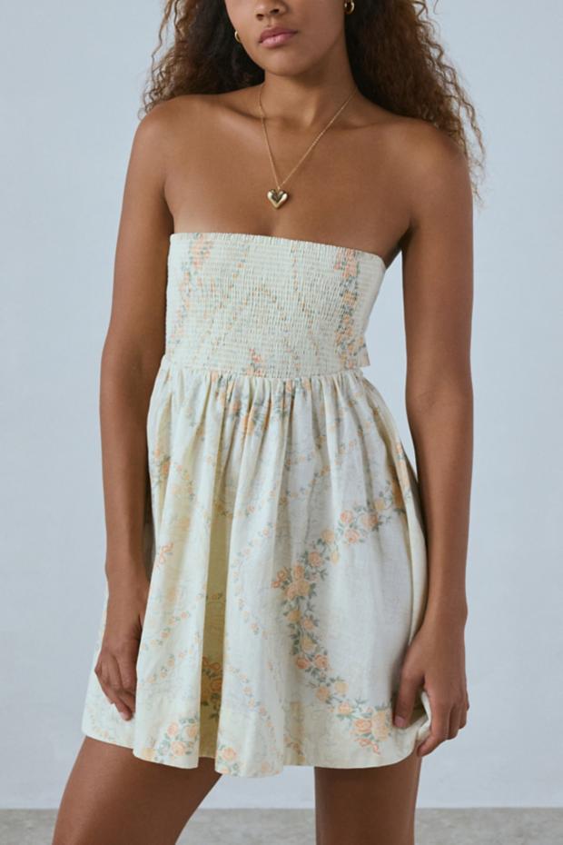 BDG Juliana Smocked Strapless Mini Dress