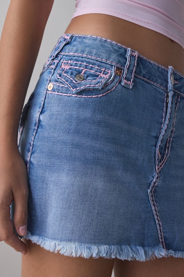 True Religion Sadie Super T Flap Denim Mini Skirt #1