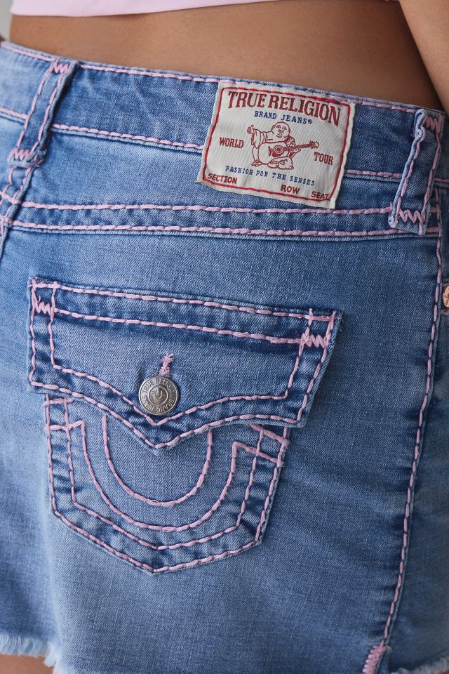 True Religion Sadie Super T Flap Denim Mini Skirt #4