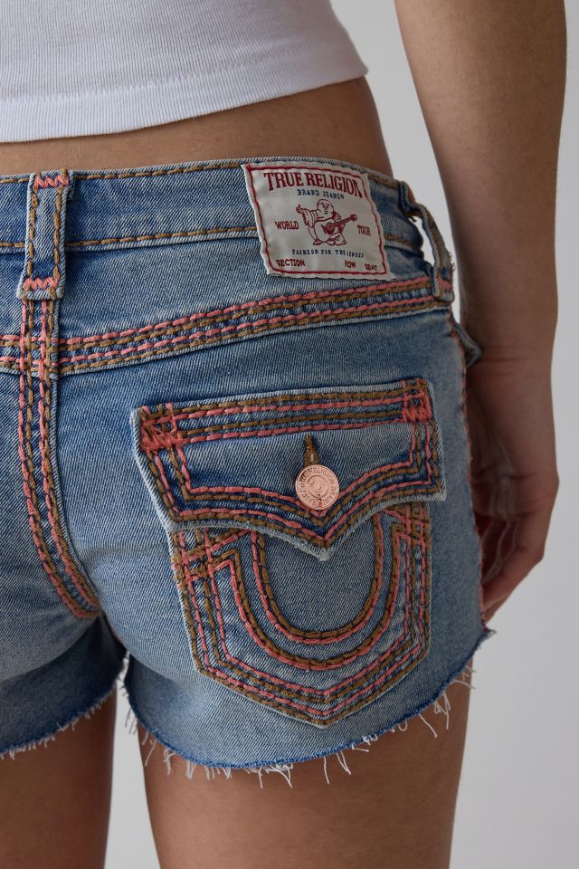 jellyyabashi着用　TRUE RELIGION 白　joey True Religion Jeans Joey Low Rise Cut Off Shorts Optic White