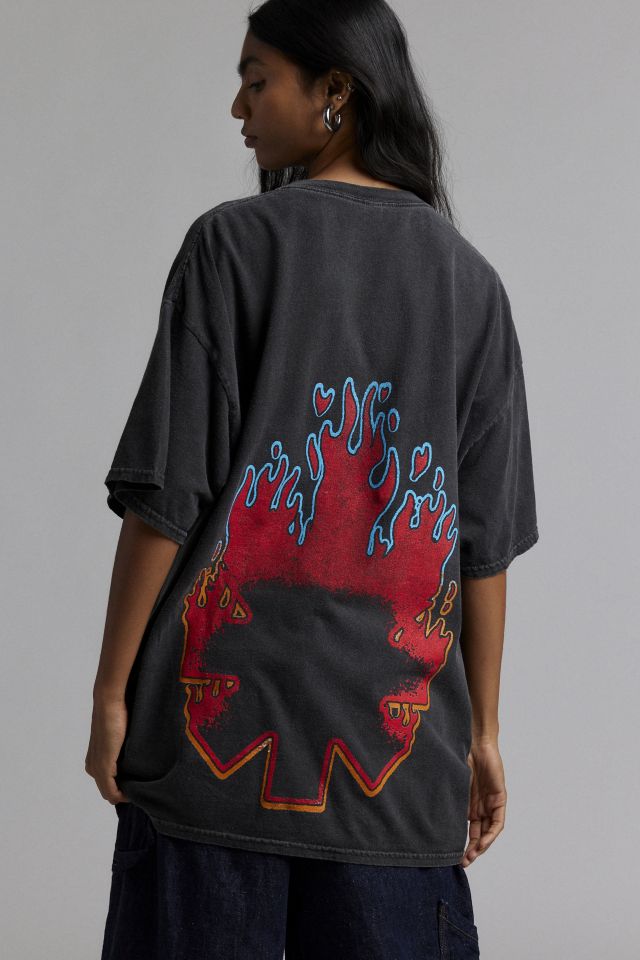 Red Hot Chili Peppers Flaming Graphic T-Shirt Dress #1
