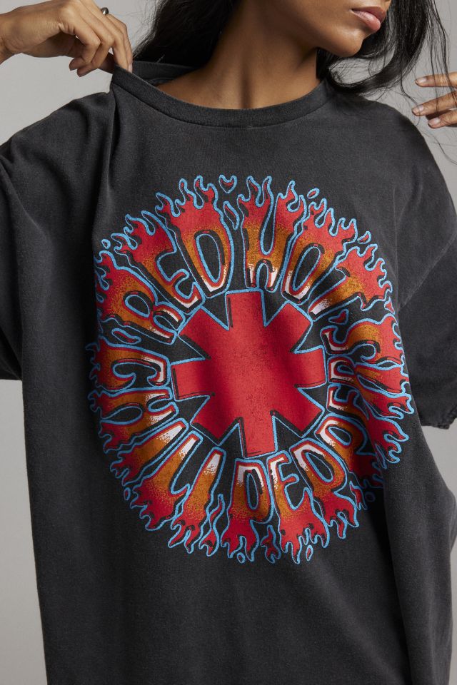 Red Hot Chili Peppers Flaming Graphic T-Shirt Dress #3