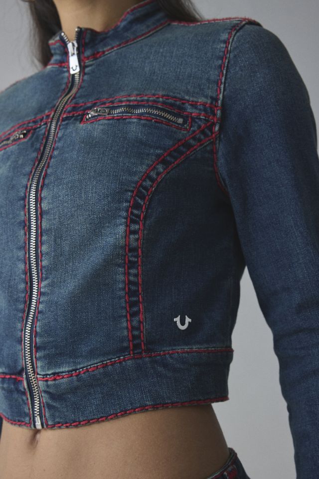 Veste de moto en denim moulante Big T de True Religion #1