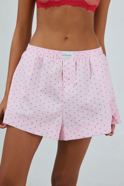 KAT THE LABEL HENRY HEART PRINT BOXER SHORT IN HEART PRINT, WOMEN'S AT URBAN OUTFITTERS 