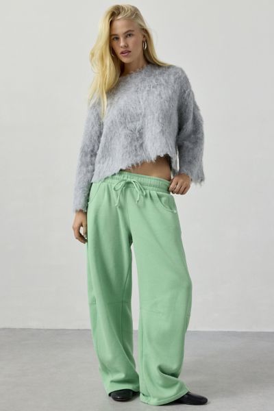 Out From Under Essential Barrel Leg Full Length Sweatpant In Bright Green, Women's At Urban Outfitters In Green