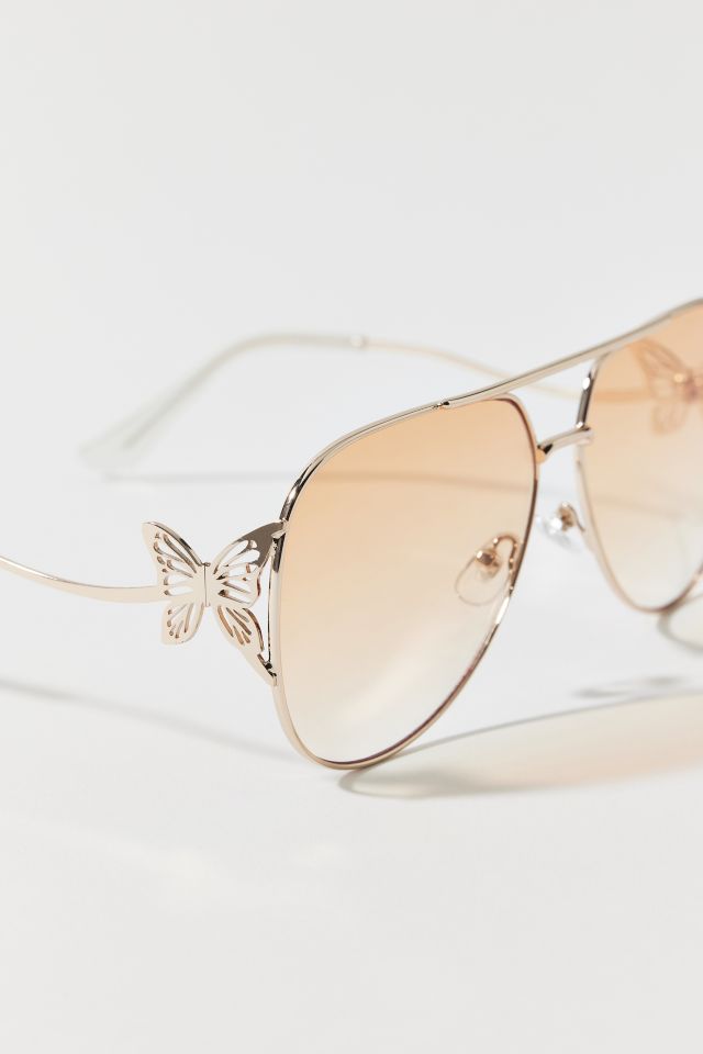Goldie Butterfly Metal Aviator Sunglasses #1