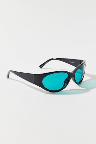 URBAN OUTFITTERS KAYLA PLASTIC ROUND SHIELD SUNGLASSES IN BLACK, WOMEN'S AT URBAN OUTFITTERS