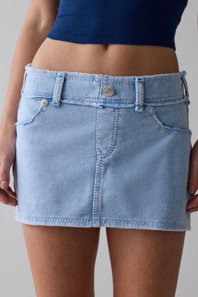 TRUE RELIGION TRUE RELIGION WASHED RAW EDGE BIG T MINI SKIRT IN PACIFIC COAST, WOMEN'S AT URBAN OUTFITTERS 