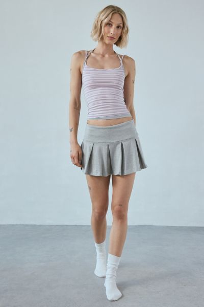 OUT FROM UNDER PREP SCHOOL PLEATED MICRO MINI SKORT IN GREY, WOMEN'S AT URBAN OUTFITTERS 