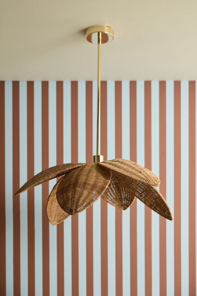 Palm Leaf Rattan Flush Mount Pendant Light #1