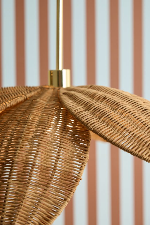 Palm Leaf Rattan Flush Mount Pendant Light #2