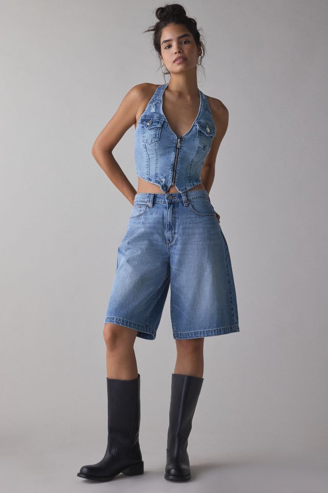 True Religion Zip Denim Halter Top #2