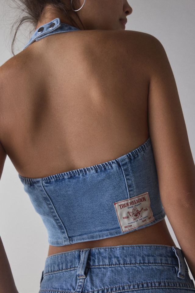 True Religion Zip Denim Halter Top #3