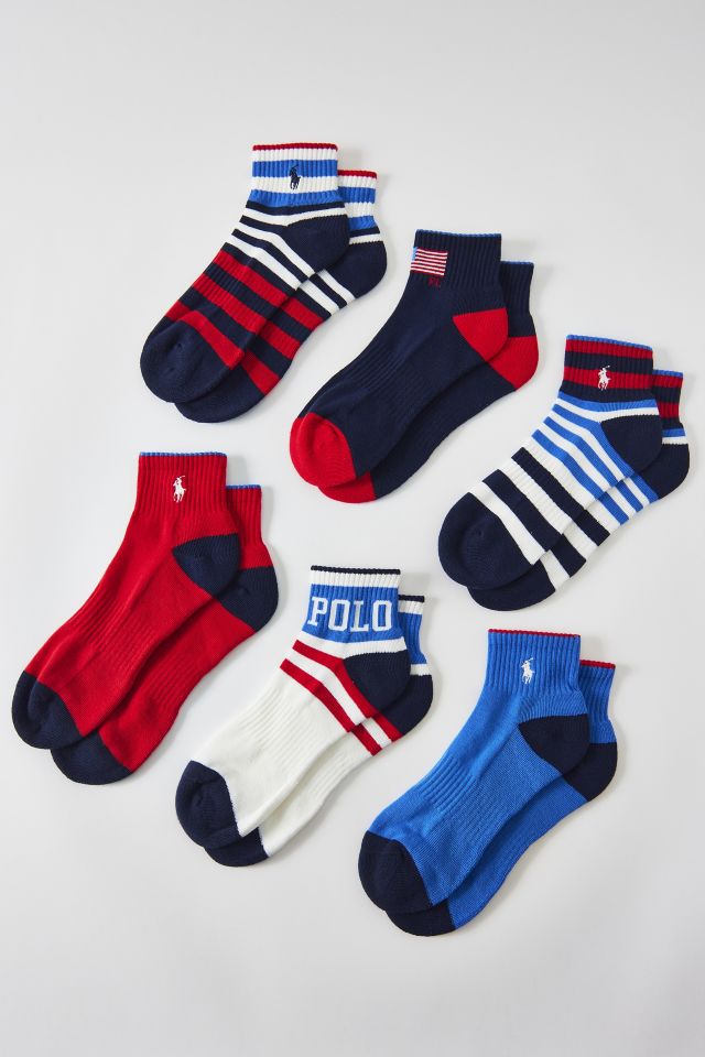 Paquet de 6 Chaussettes Quarter Polo Ralph Lauren USA #1