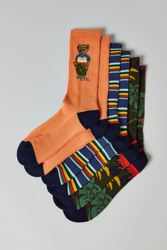 Paquet de 6 Chaussettes d'Équipage Polo Ralph Lauren Surf Club Bear #1