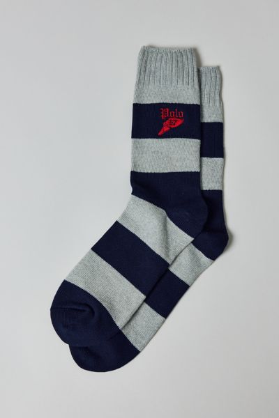 Polo Ralph Lauren Rugby Stripe Crew Sock In Navy, Men's At Urban Outfitters