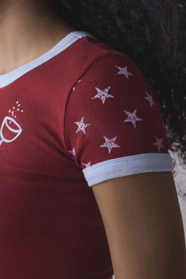 BDG Club Lucky Graphic Ringer Baby Tee #1