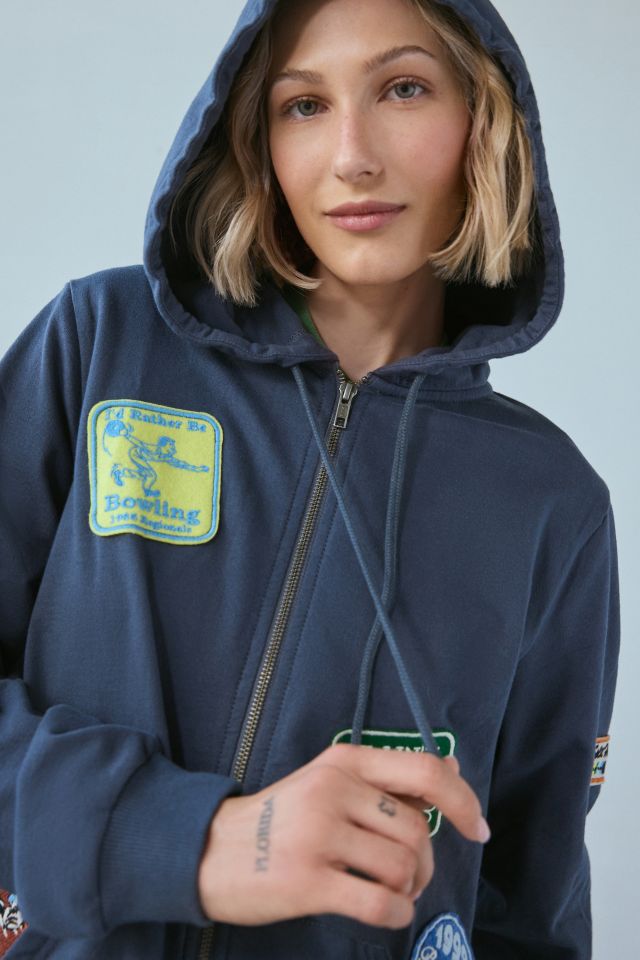 BDG Bowling Patch Graphic Zip-Up Hoodie Sweatshirt #3