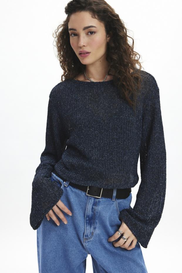 Urban Renewal Remnants Marled Knit Drippy Sleeve Sweater