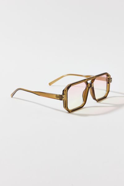 Urban Outfitters Ezra Square Aviator Readers In Green, Men's At  In Green