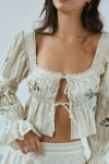 Kimchi Blue Clara Floral Embroidered Tie-Front Top & Micro Short Set