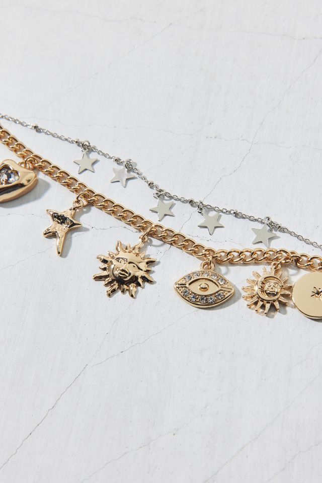 Celestial Sun And Heart Layered Charm Bracelet #2