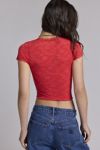 Out From Under Bella Seamless Knit Lace Trim Scoop Neck Crop Tee